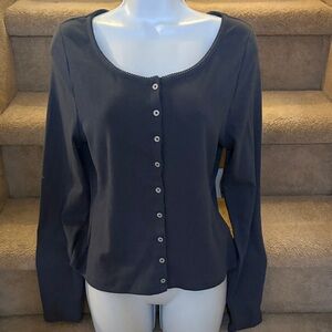 NWT Kohl's Women's Slate Blue Button-Down Shirt in Size Large
